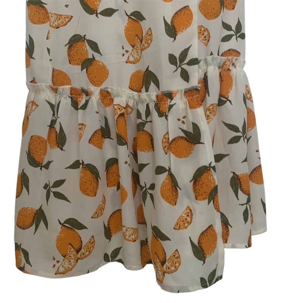 Citrus print wrap  maxi summer orange cream dress - Picture 13 of 14